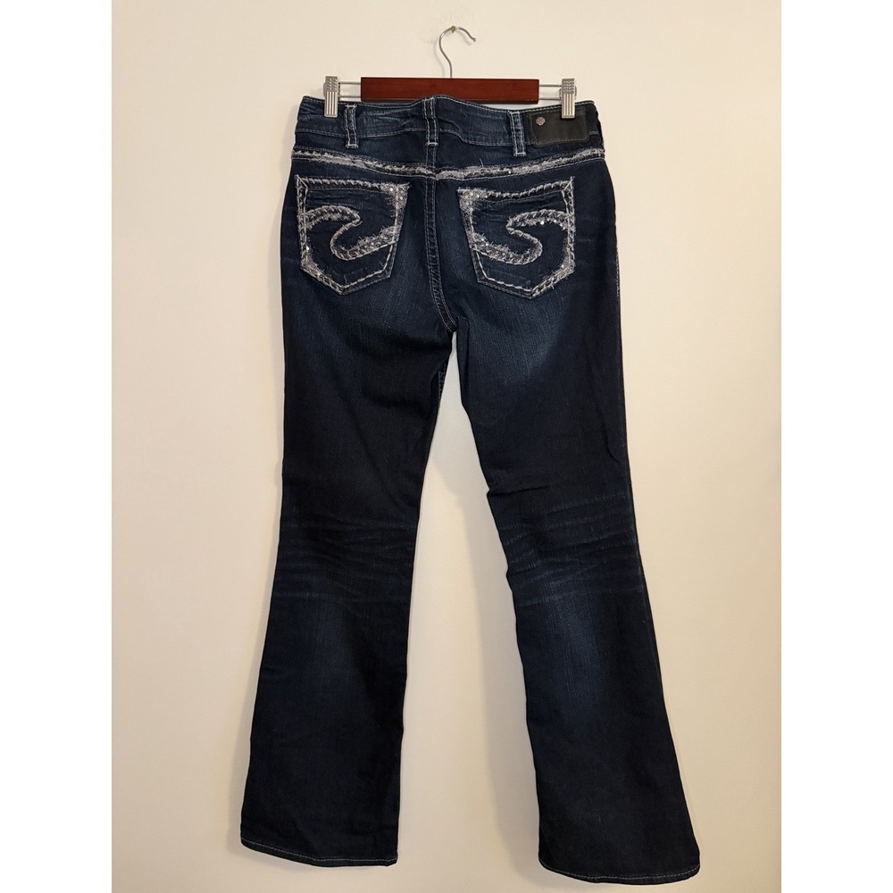 Silver Jeans Co Suki Mid Boot Cut Fluid Denim Sequin Pocket Jeans Size 31x33
